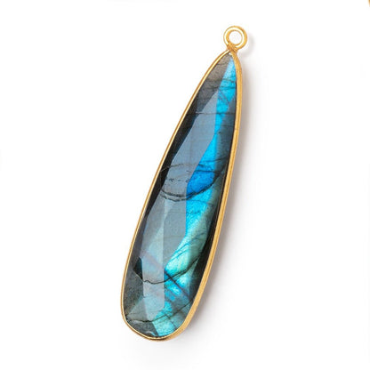 42x11mm Vermeil Bezel Labradorite Faceted Pear Pendant 1 piece