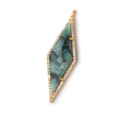 42x14mm Vermeil CZ Bezel Emerald Kite Pendant 1 Focal Bead