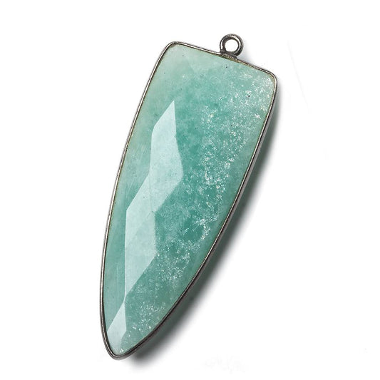 42x16mm Black Gold Bezel Amazonite faceted point 1 focal bead