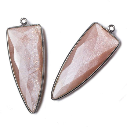 42x16mm Black Gold Bezel Angel Skin Peach Moonstone Point 1 ring Pendant 1 piece