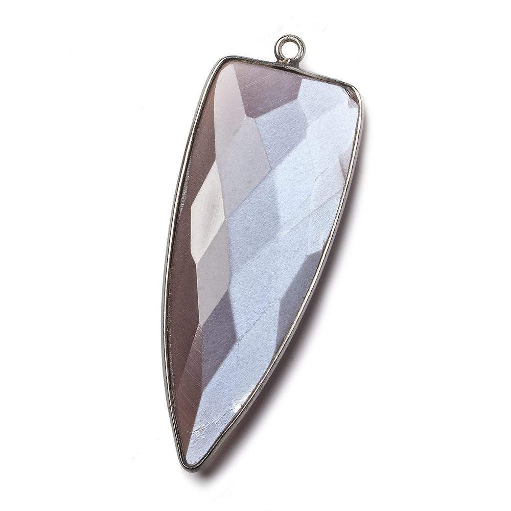 42x16mm Black Gold Bezel Chocolate Moonstone faceted point 1 focal bead