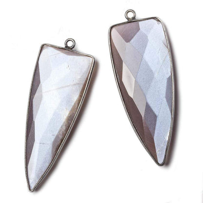 42x16mm Black Gold Bezel Chocolate Moonstone faceted point 1 focal bead