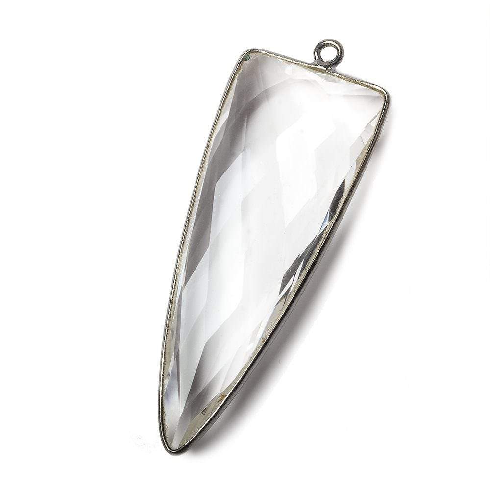42x16mm Black Gold Bezel Crystal Quartz faceted point 1 focal bead