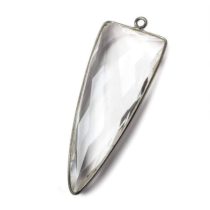 42x16mm Black Gold Bezel Crystal Quartz faceted point 1 focal bead