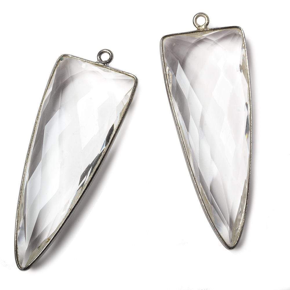 42x16mm Black Gold Bezel Crystal Quartz faceted point 1 focal bead