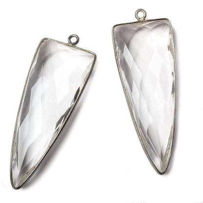 42x16mm Black Gold Bezel Crystal Quartz faceted point 1 focal bead