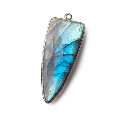 42x16mm Black Gold Bezel Labradorite faceted point 1 focal bead