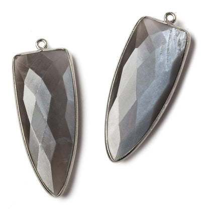 42x16mm Black Gold Bezel Platinum Grey Moonstone Point 1 ring Pendant 1 piece