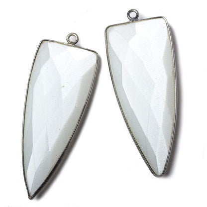 42x16mm Black Gold Bezel White Moonstone faceted point 1 focal bead