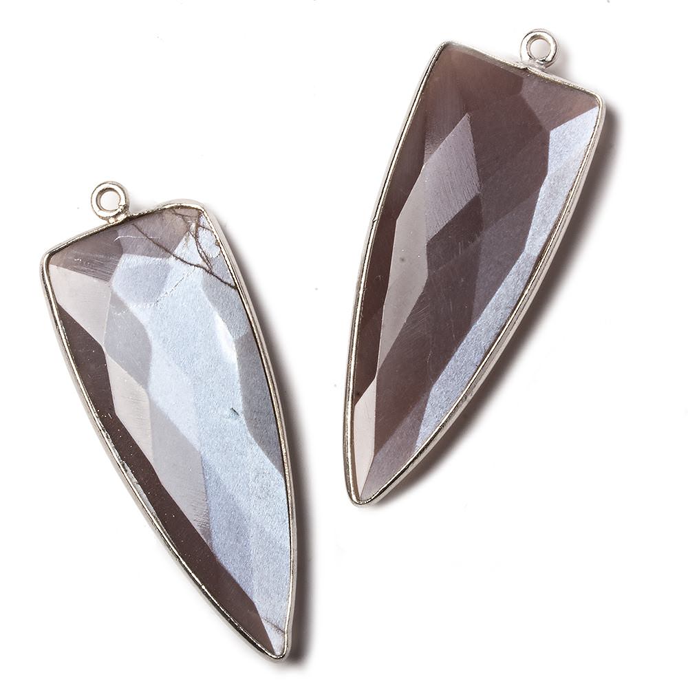 42x16mm Silver .925 Bezel Chocolate Moonstone Point 1 ring Pendant 1 piece