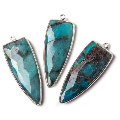 42x16mm Silver .925 Bezel Chrysocolla Point 1 ring Pendant 1 piece