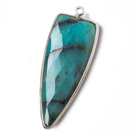 42x16mm Silver .925 Bezel Chrysocolla Point 1 ring Pendant 1 piece