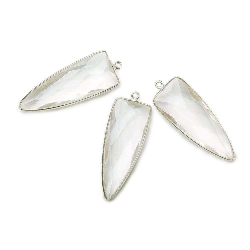 42x16mm Silver .925 Bezel Clear Quartz Point 1 ring Pendant 1 piece
