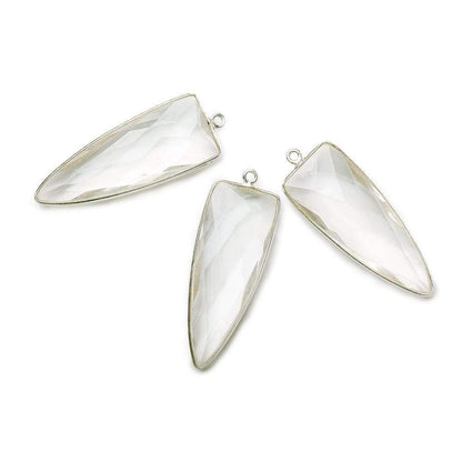 42x16mm Silver .925 Bezel Clear Quartz Point 1 ring Pendant 1 piece