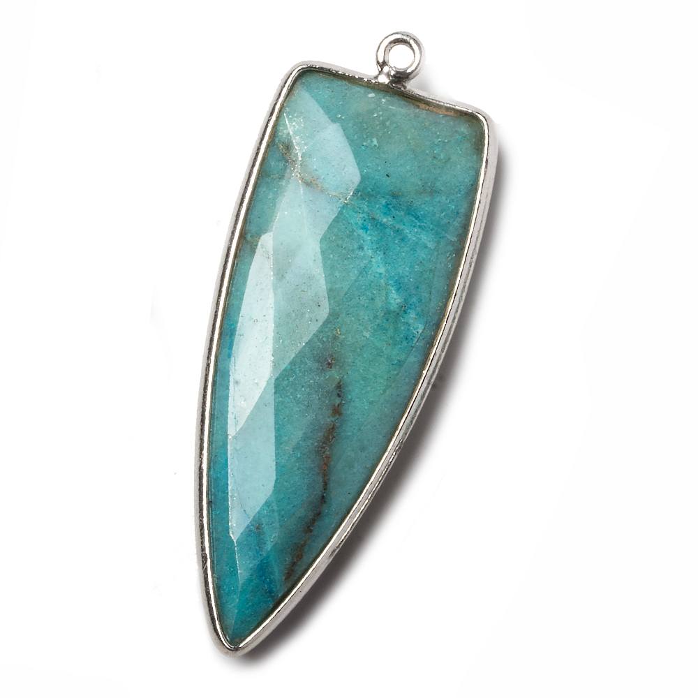 42x16mm Silver .925 Bezel Pale Chrysocolla Point 1 ring Pendant 1 piece