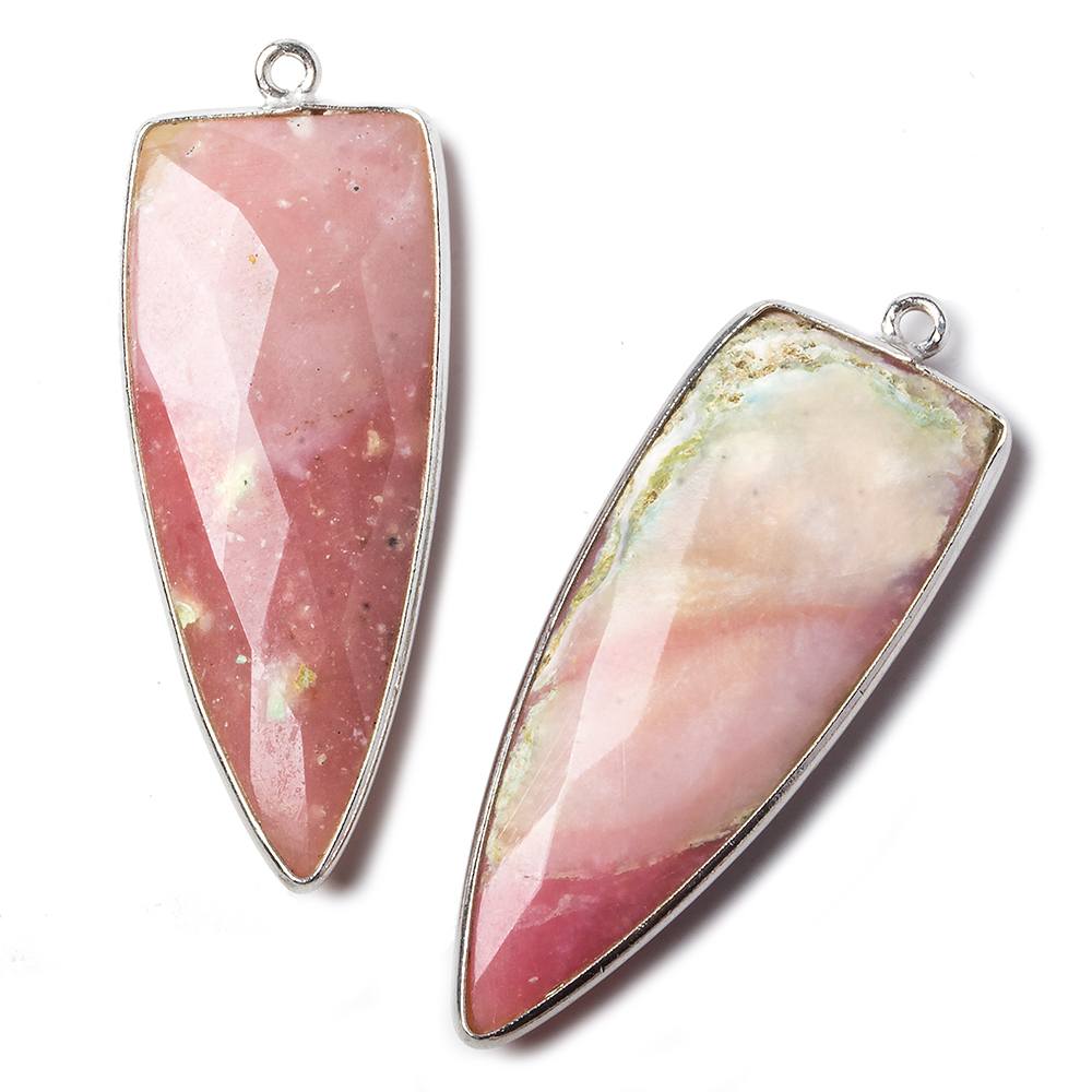 42x16mm Silver .925 Bezel Pink Peruvian Opal Point 1 ring Pendant 1 piece