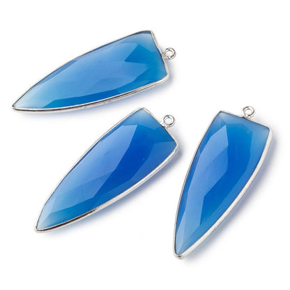 42x16mm Silver .925 Bezel Santorini Blue Chalcedony Point 1 ring Pendant 1 piece