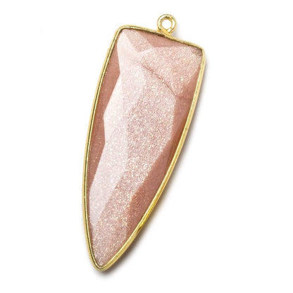 42x16mm Vermeil Bezel Angel Skin Peach Moonstone Point 1 ring Pendant 1 piece
