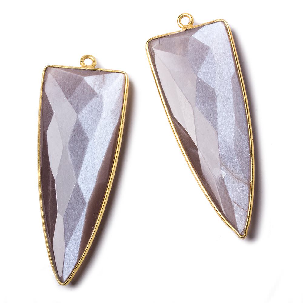 42x16mm Vermeil Bezel Chocolate Moonstone faceted point 1 focal bead