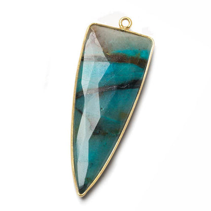 42x16mm Vermeil Bezel Chrysocolla faceted point 1 focal bead