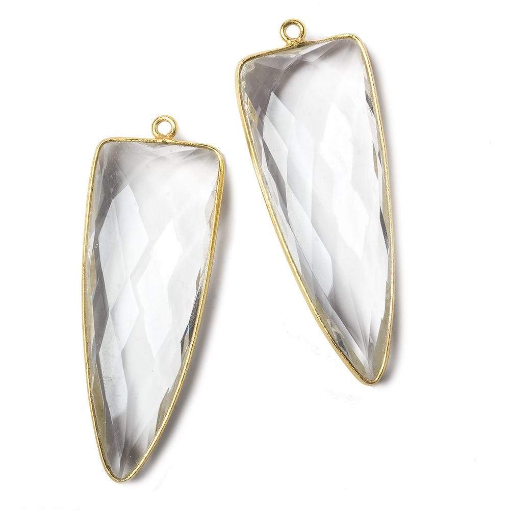42x16mm Vermeil Bezel Crystal Quartz faceted point 1 focal bead