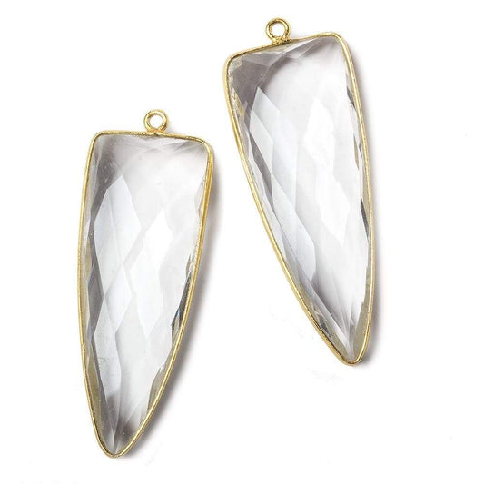 42x16mm Vermeil Bezel Crystal Quartz faceted point 1 focal bead
