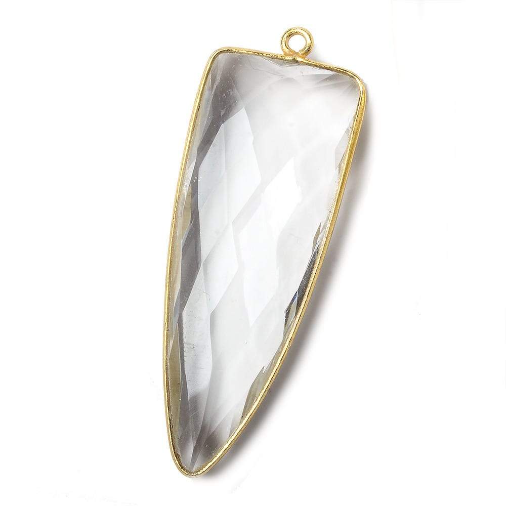 42x16mm Vermeil Bezel Crystal Quartz faceted point 1 focal bead