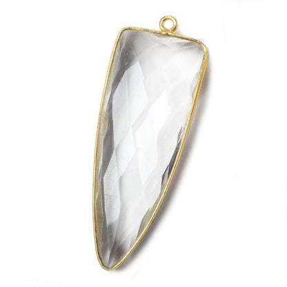 42x16mm Vermeil Bezel Crystal Quartz faceted point 1 focal bead