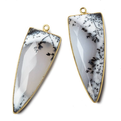 42x16mm Vermeil Bezel Dendritic Opal faceted point 1 focal bead