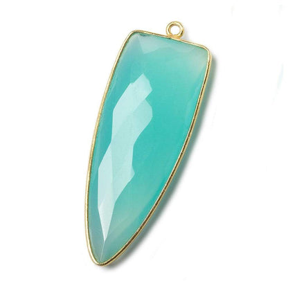 42x16mm Vermeil Bezel Key West Blue Chalcedony faceted point 1 focal bead