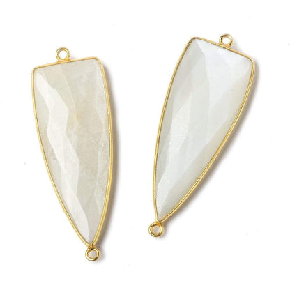 42x16mm Vermeil Bezel White Moonstone Point 2 ring Connector 1 piece