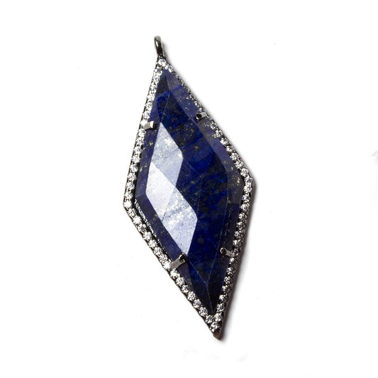 42x19mm Black Gold Bezeled White CZ & Lapis Lazuli Kite Pendant 1 pc