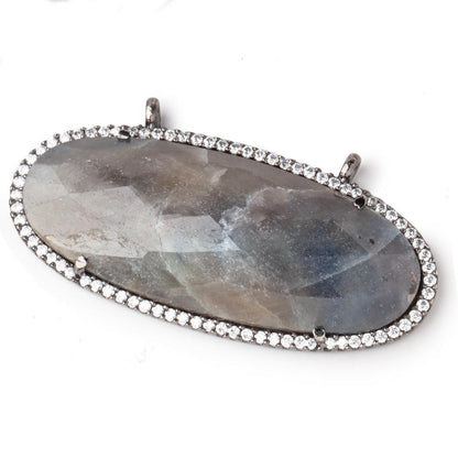 42x19mm Black Gold CZ Bezel Sapphire Oval Connector 1 Focal Bead