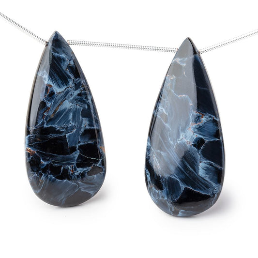 39x16x7mm Pietersite Plain Pear Focal Beads Set of 2