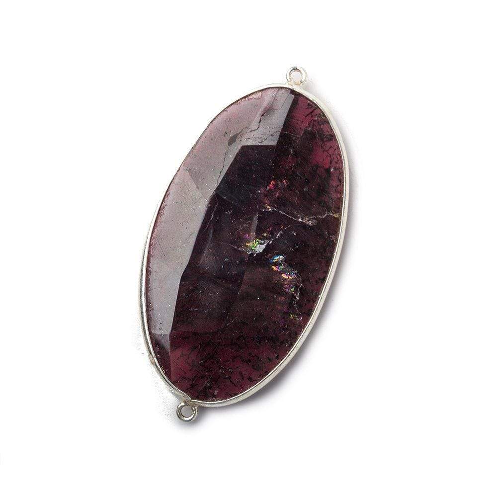 42x26mm Rhodolite Garnet Oval Sterling Silver Bezel Connector 1 piece