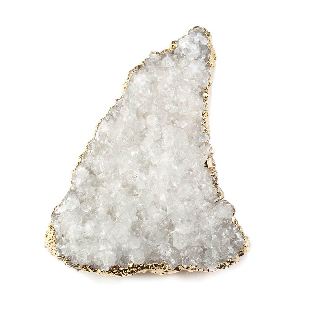 42x28mm 22kt Gold Leaf Edged Calcite Mineral Crystal Pendant 1 piece