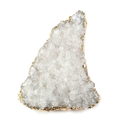42x28mm 22kt Gold Leaf Edged Calcite Mineral Crystal Pendant 1 piece