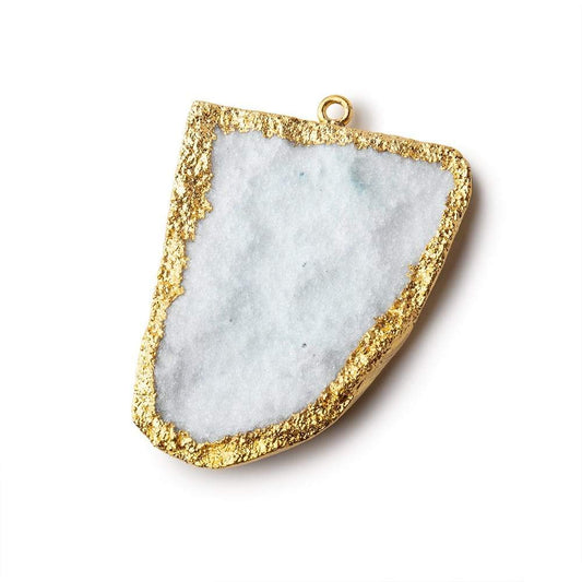 42x34mm Gold Leafed White Drusy Freeform Pendant 1 piece