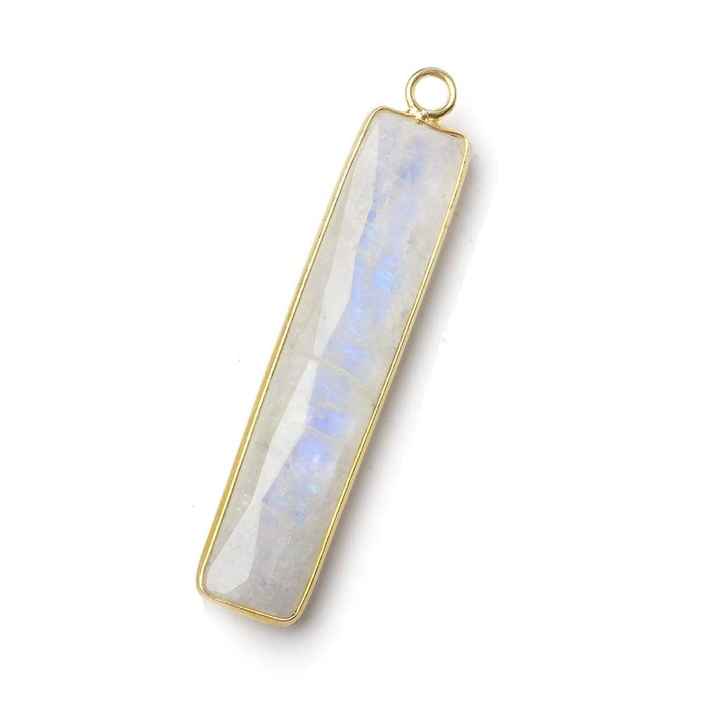 42x9.5mm Vermeil Bezel Rainbow Moonstone faceted bar pendant 1 piece