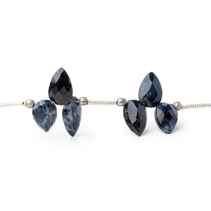 8x5-9x6mm Pietersite Shoulder Drilled Faceted Pear Beads 6.5 inch 21 pieces