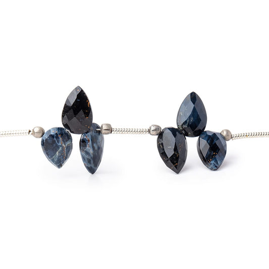 8x5-9x6mm Pietersite Shoulder Drilled Faceted Pear Beads 6.5 inch 21 pieces