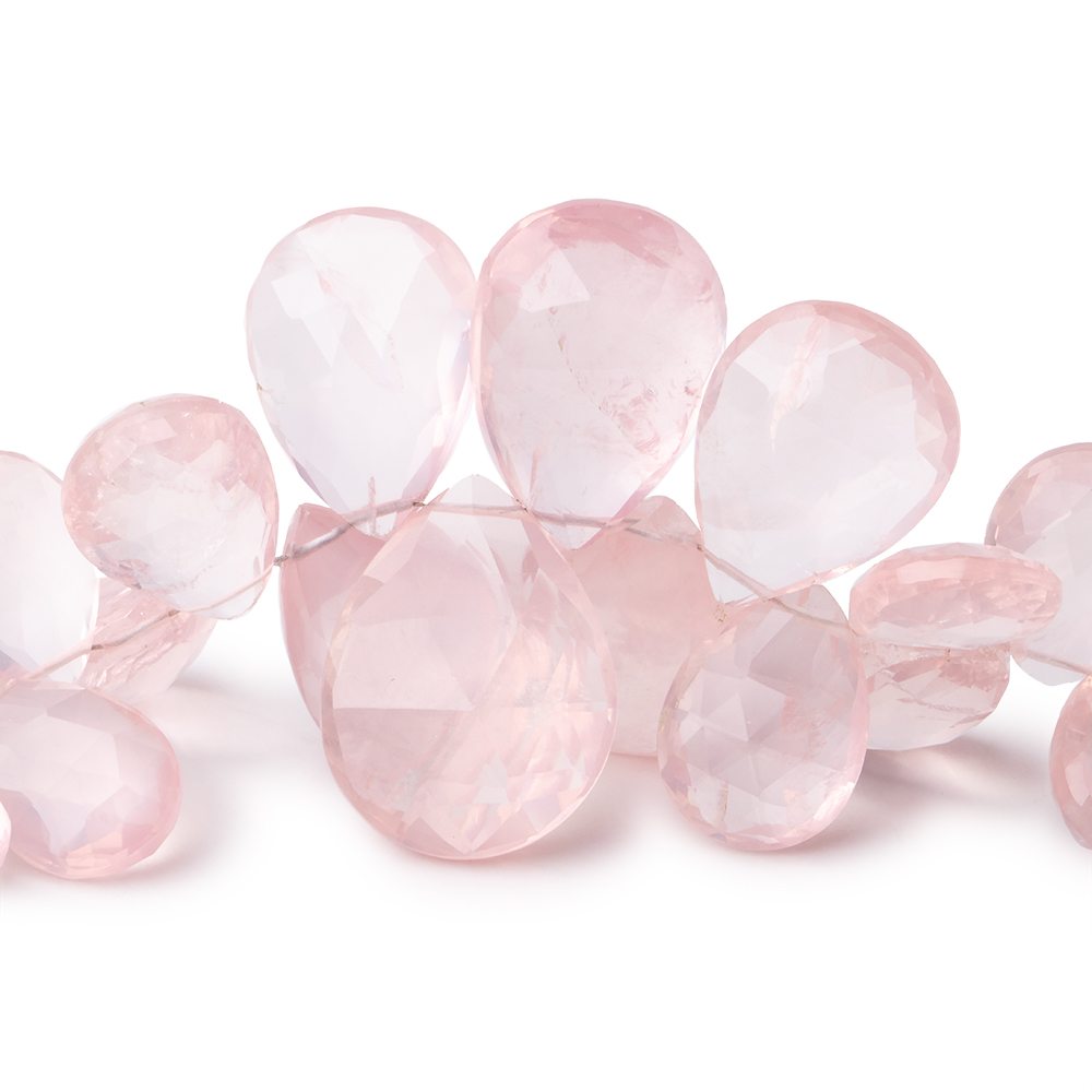 14x11-24x18mm Rose Quartz Faceted Pear Beads 7.5 inch 36 pieces