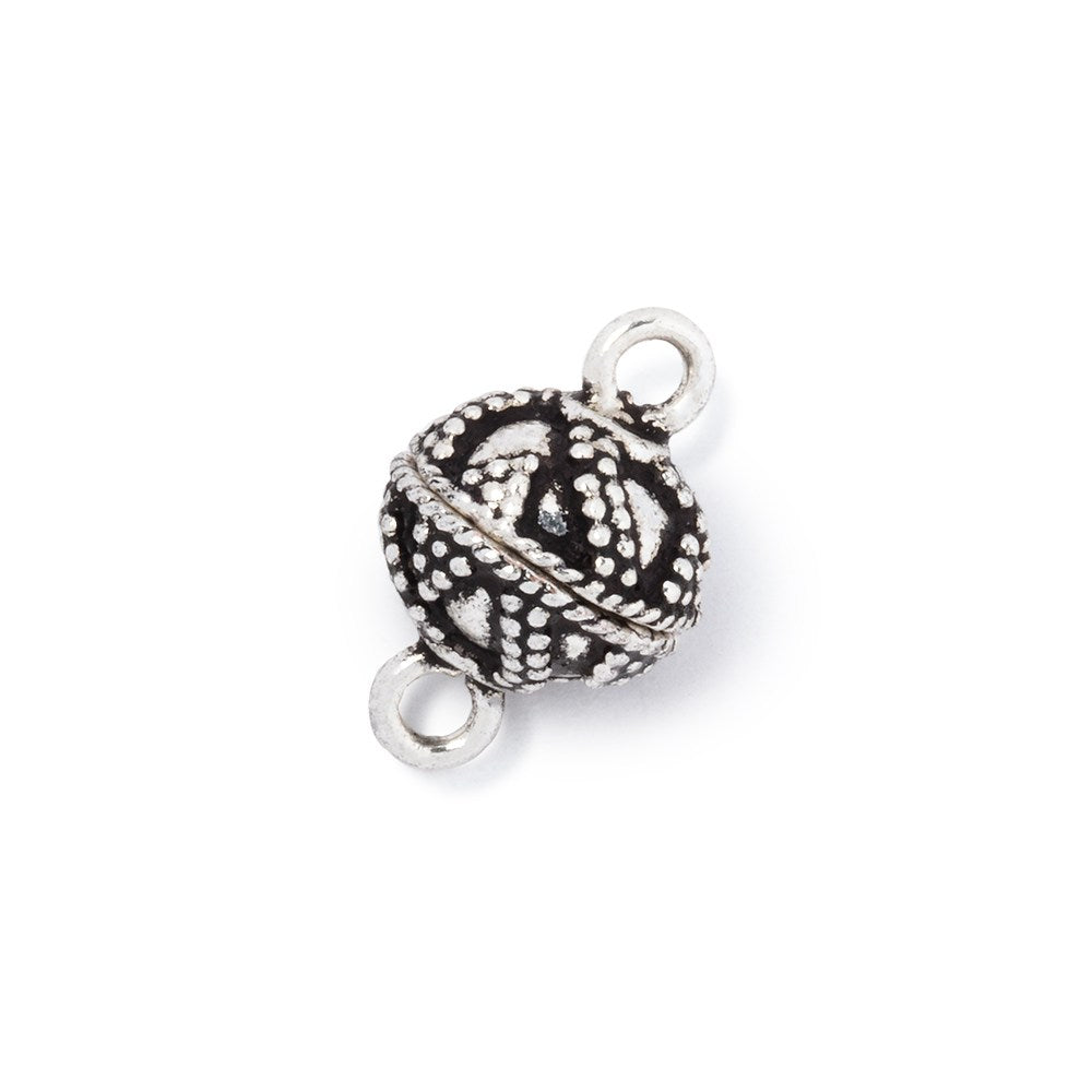 8.5mm Antiqued Silver Plated Twisted Miligrain Magnetic Clasp 1 piece