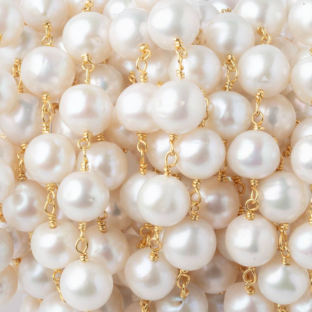 7.5-8mm Cream Off Round Pearls on Vermeil Chain