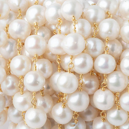 7.5-8mm Cream Off Round Pearls on Vermeil Chain