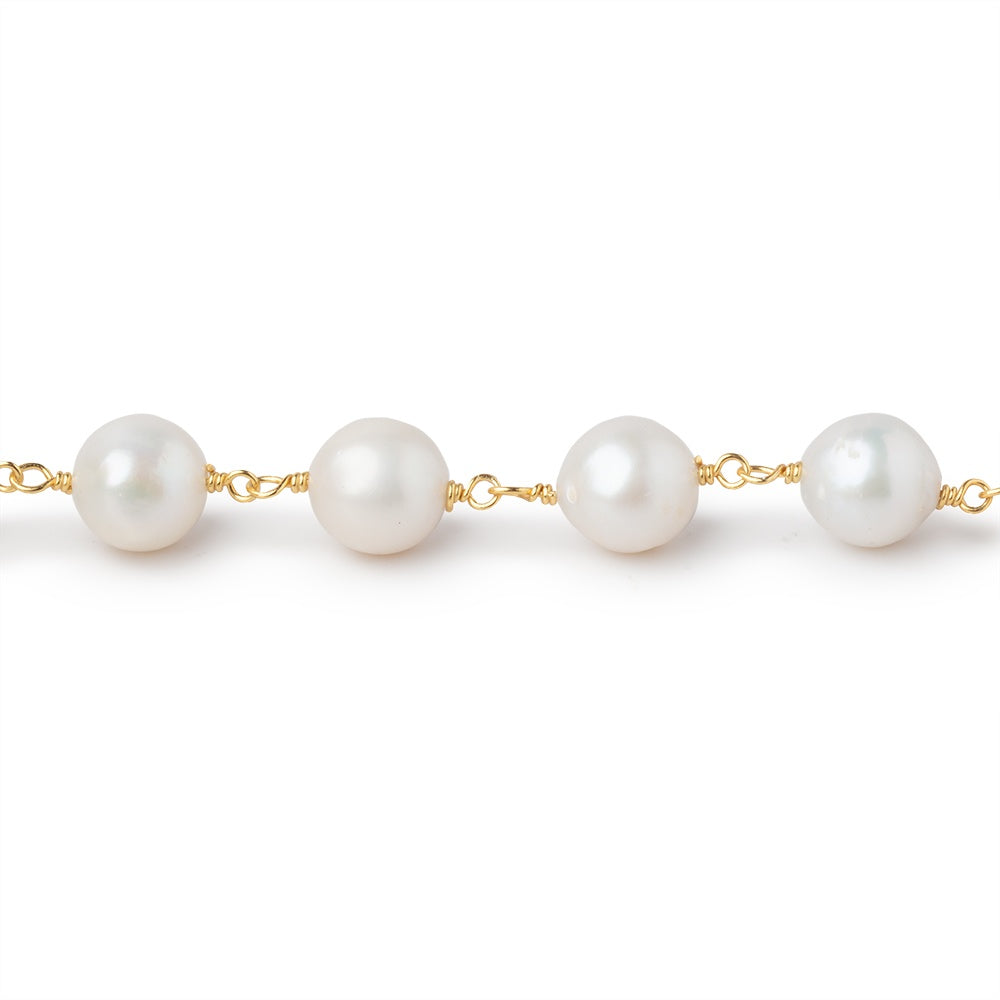 7.5-8mm Cream Off Round Pearls on Vermeil Chain