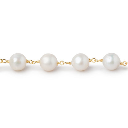 7.5-8mm Cream Off Round Pearls on Vermeil Chain