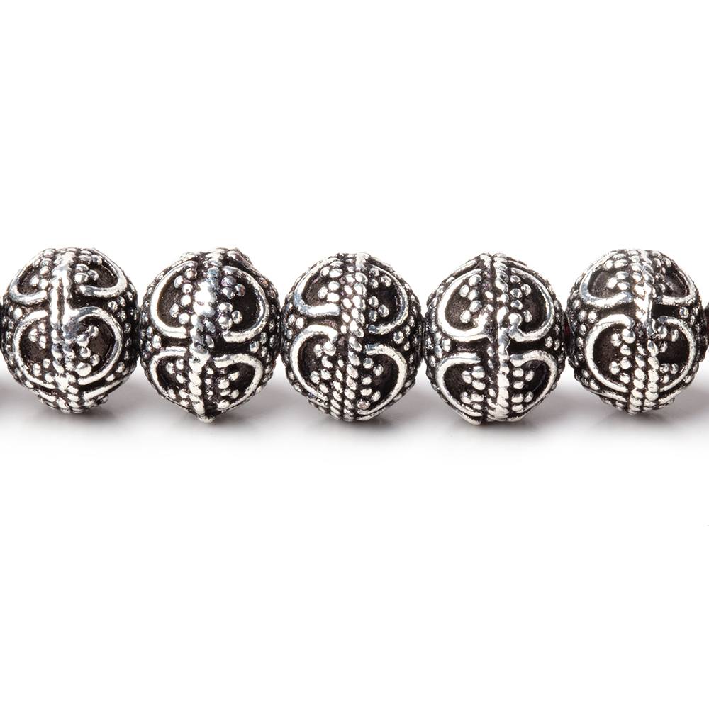 8x7mm Antiqued Sterling Silver Plated Bead Miligrain Arch 8 inch 28 pieces