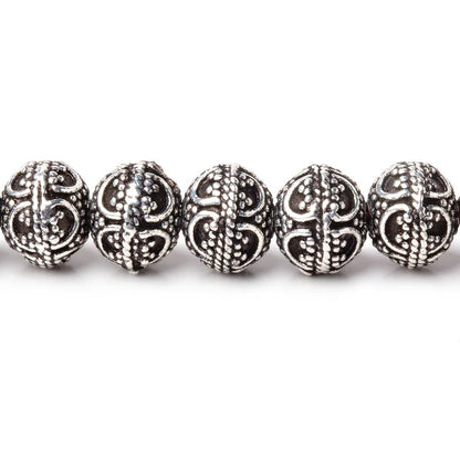 8x7mm Antiqued Sterling Silver Plated Bead Miligrain Arch 8 inch 28 pieces