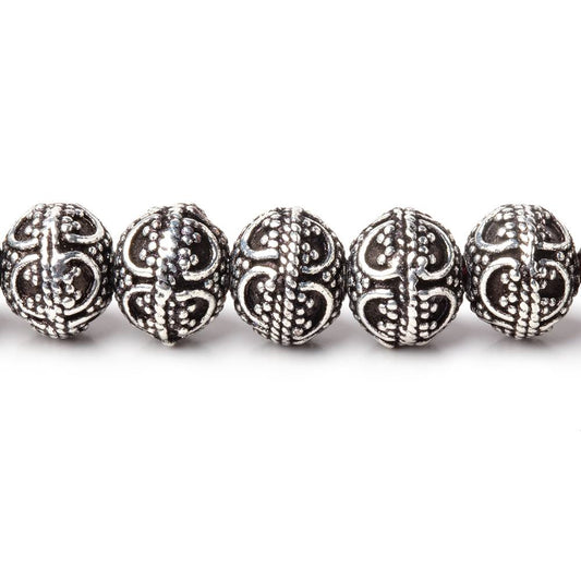 8x7mm Antiqued Sterling Silver Plated Bead Miligrain Arch 8 inch 28 pieces